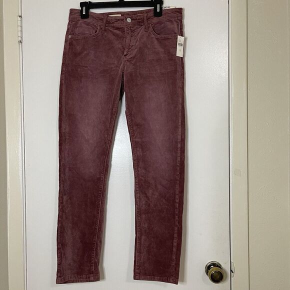 NEW! Pilcro and the letterpress slim boyfriend crop corduroy Wine red pants 28 - Picture 2 of 6